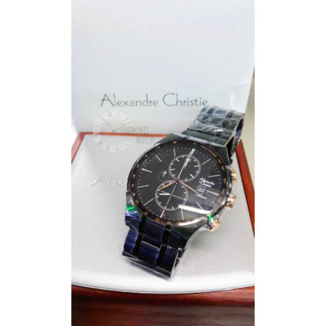 Jam Tangan Pria Alexandre Christie AC 6462 Full Black Original Garansi Resmi 1 Tahun