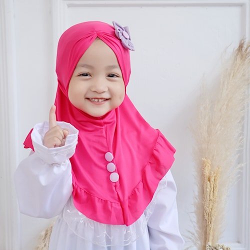 Jilbab Krudung Anak Bayi Balita Bunga Matahari Bahan Jersey - Kerudung Hijab Anak Perempuan Kecil