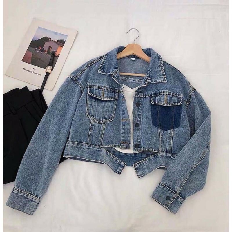 Jaket Crop Jeans Tebal //JF603