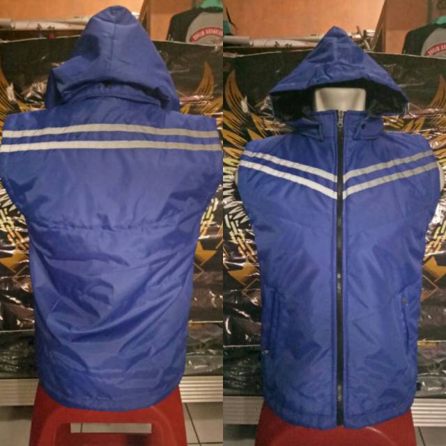 Jaket rompi parasut motor list dark glow