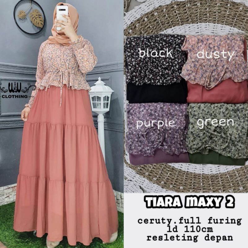 GAMIS BUSUI TERBARU LD 110 BAHAN CERUTY FULL FURING TIARA MAXY#2