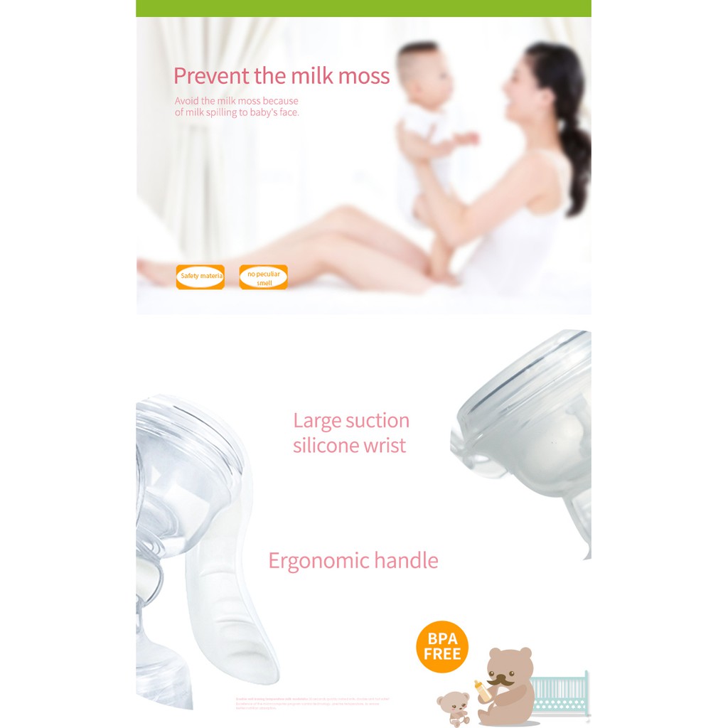 Cmbear Portable Pompa ASI Manual Breast Pump Double Botol BPA Free ZRX-0509