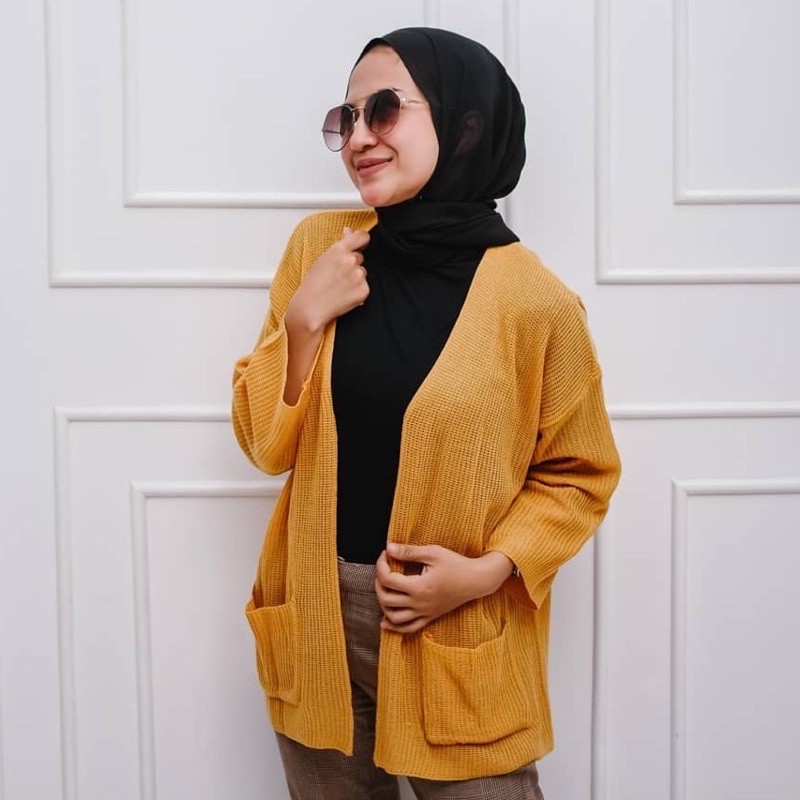 KARDIGAN RAJUT WANITA OVERSIZED / LOOCY POCKET CARDIE OVERSIZED PREMIUM-2