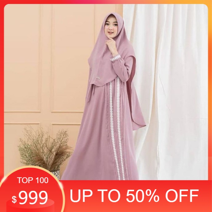 Gamis wanita muslimah terbaru/gamis muslim syar'i terlaris/gamis syar'i wanita free khimar