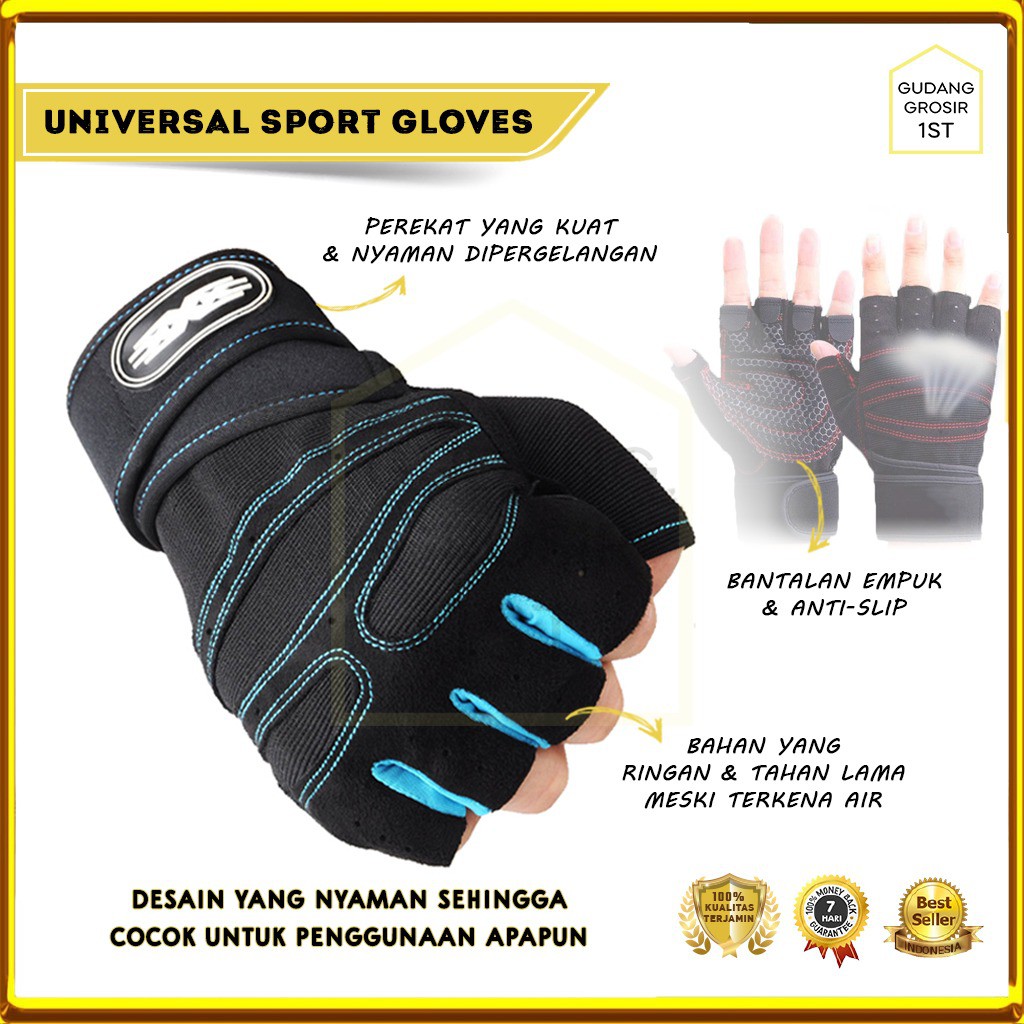 Foto Anti-Slip Sarung Tangan Sepeda Motor | Gym Fitness | Sarung tangan | Universal Sport Gloves | Gloves