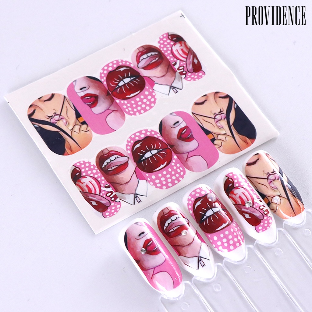 Providence 9pcs / Set Stiker Nail Art Diy Bentuk Bibir Sexy Sunfast