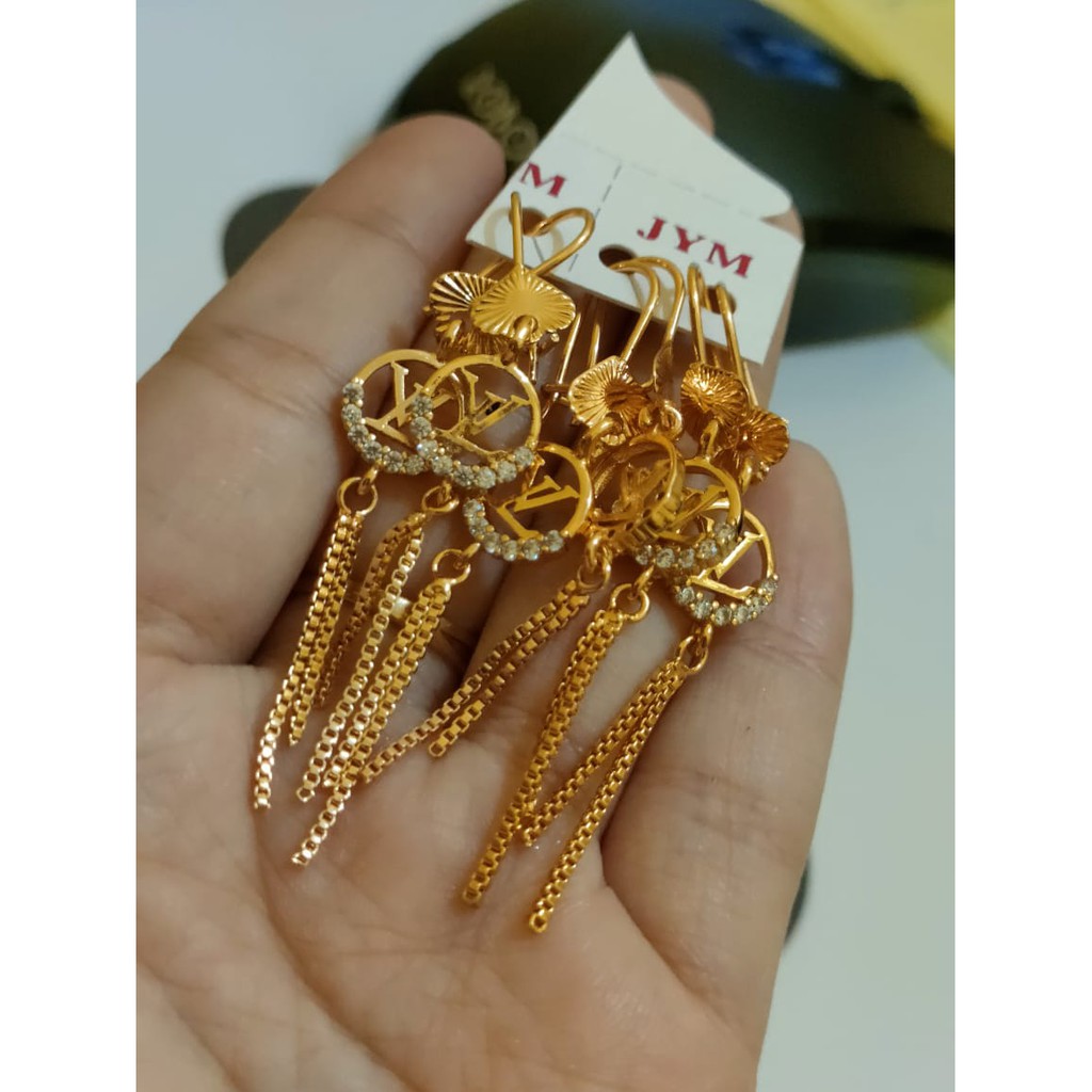 ms COD Anting Xuping Anting Gantung Murah Perhiasan Imitasi Lapis Emas Anting LV