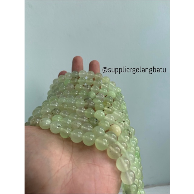 bahan batu kuarsa hijau green quartz 10mm healing yoga therapy craft