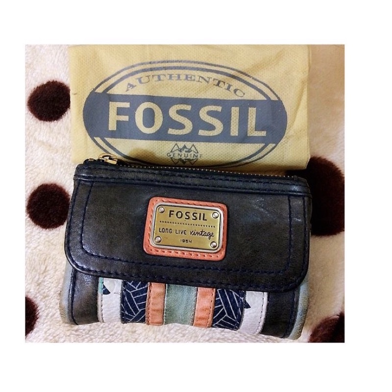 Dompet Fossil Wallet Emory Patchwork Navy