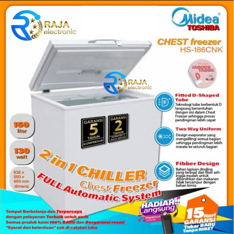 Chest Freezer MIDEA HS-186CNK , Freezer box daging ice cream