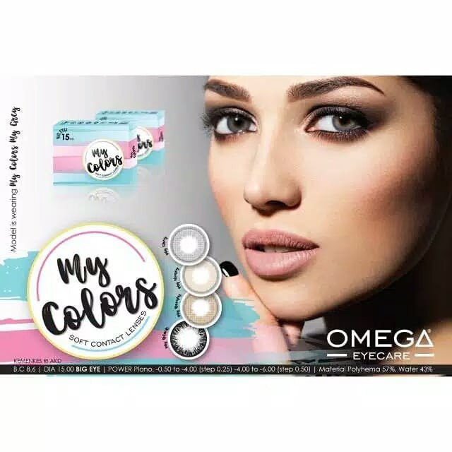 SOFTLENS MINUS DAN NORMAL OMEGA MY COLORS GREY 15mm (0.00 sd -6.00) GRATIS TEMPAT SOFLEN