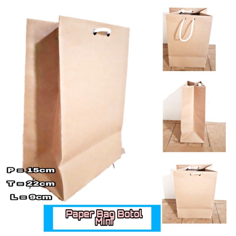 

paper bag botol mini tas kertas souvenir tas box snack aksesories tas botol ukuran aqua 350mili