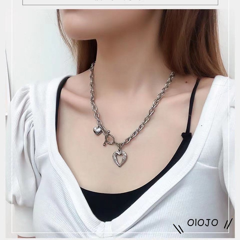 Ins Hollow Out Kalung Cinta Rantai Klavikula Angin Dingin Hip Hop Liontin Aksesoris Fashion - ol