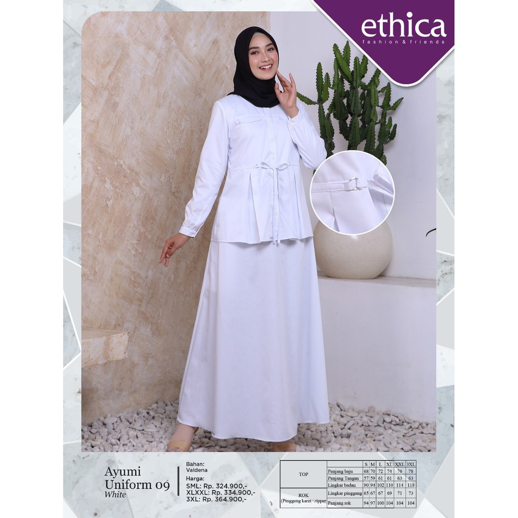 AYUMI UNIFORM 09 WHITE BAHAN VALDENA HARGA SML : 324.900 XLXXL : 334.900 3XL : 364.900 AYUMI UNIFORM
