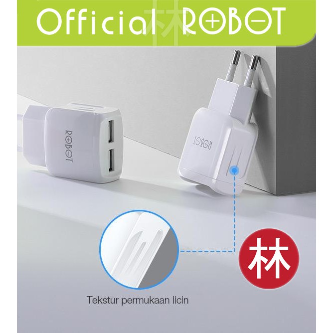 Robot RT-K6 2.4A Dual Output Charger Fast Charger - 1 Kotak isi 20 Pcs