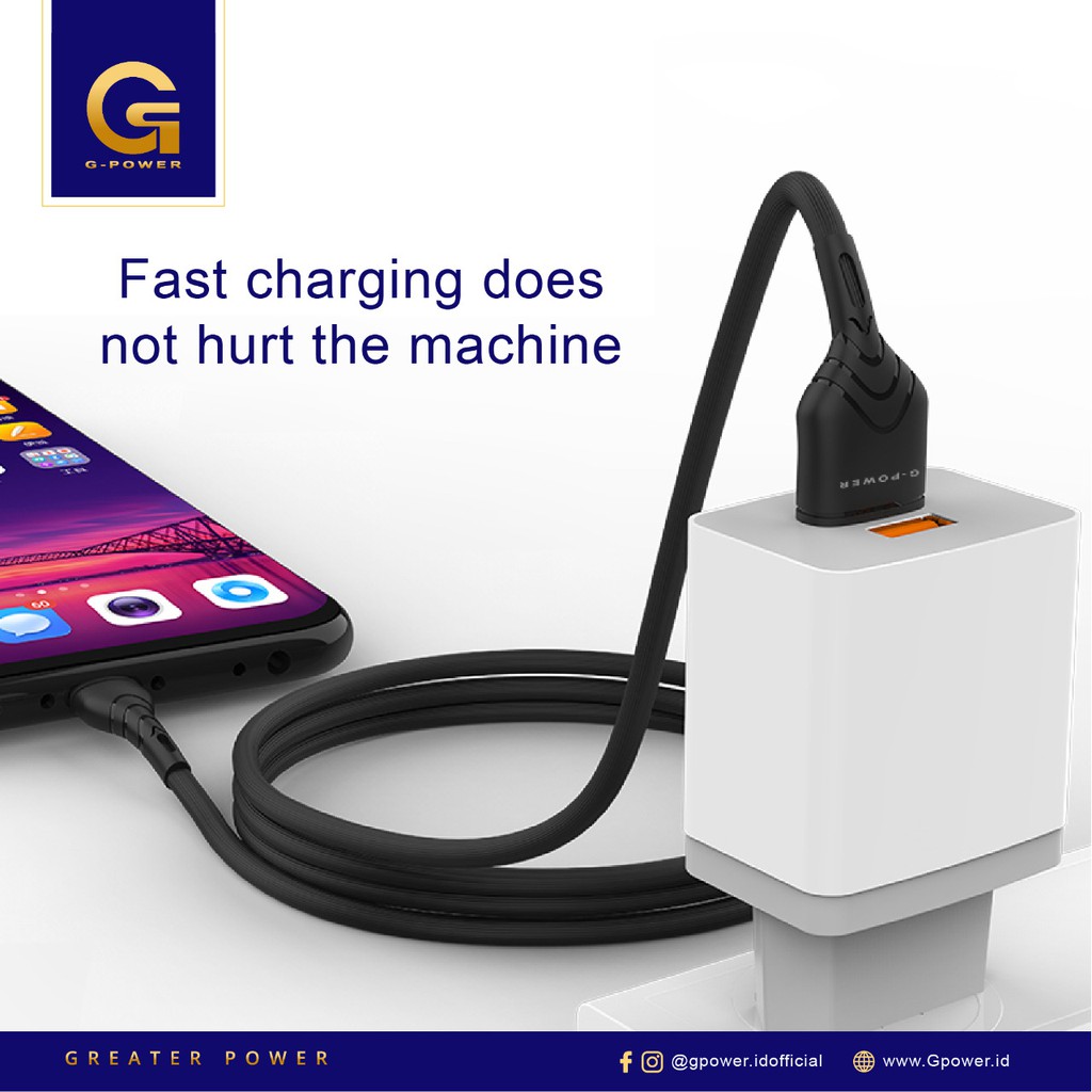 GPOWER CABLE DATA U11 (MICRO USB) with Support 2.4A Quick Charge, Fast Transmission GARANSI 1 TAHUN