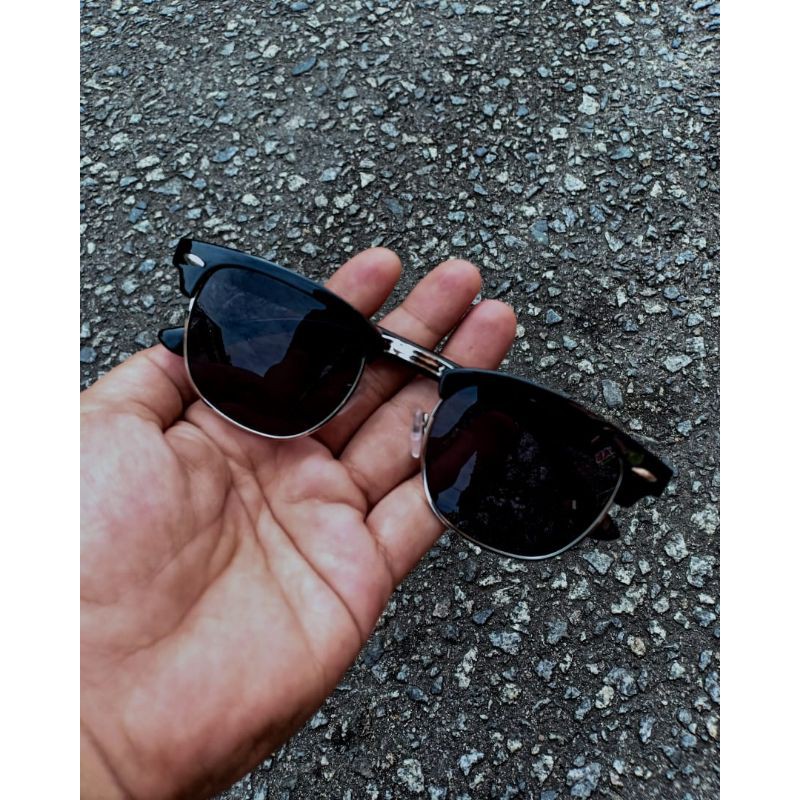 Kacamata Classical Retro Half Hitam Pria/wanita