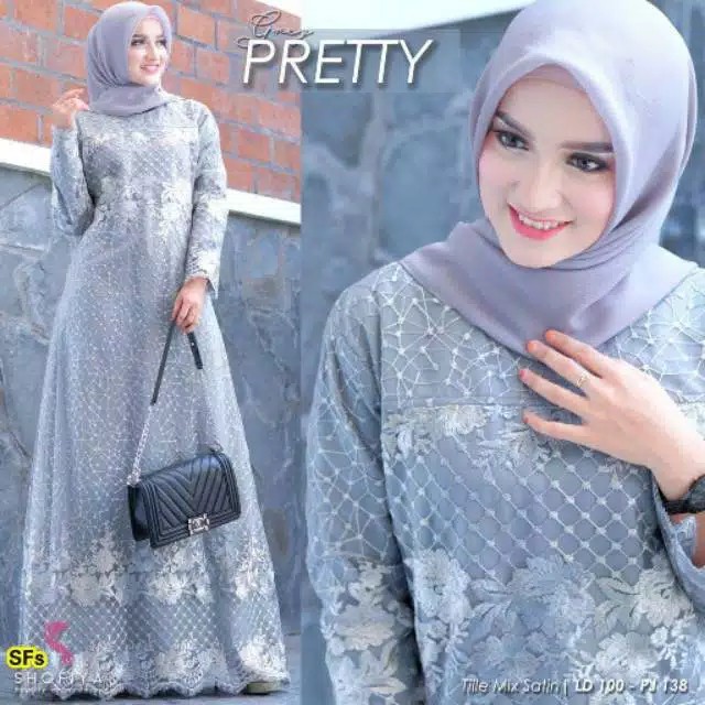 [COD] Gamis Pretty Tulle / Bisa COD / Gamis Tulle Safira / Brukat Kondangan/ brukat pesta/ baju kond