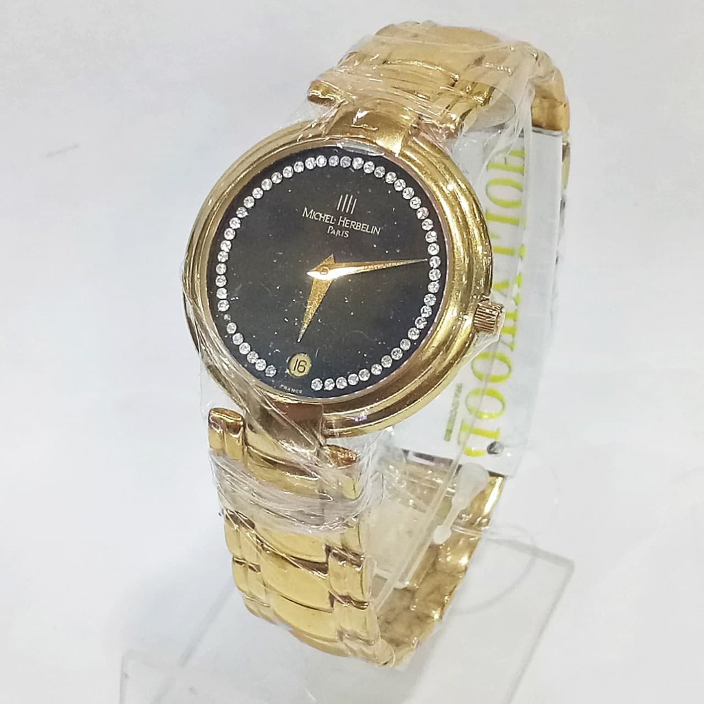 jam tangan wanita michel herbelin 19491B gold plate lapisan emas
