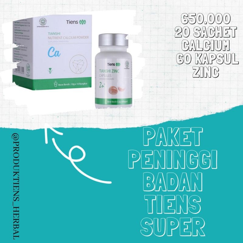 

Paket Peninggi Badan Tiens Original Susu NHCP dan Zinc Kapsul | 2 Box NHCP + 1 Botol ZINC