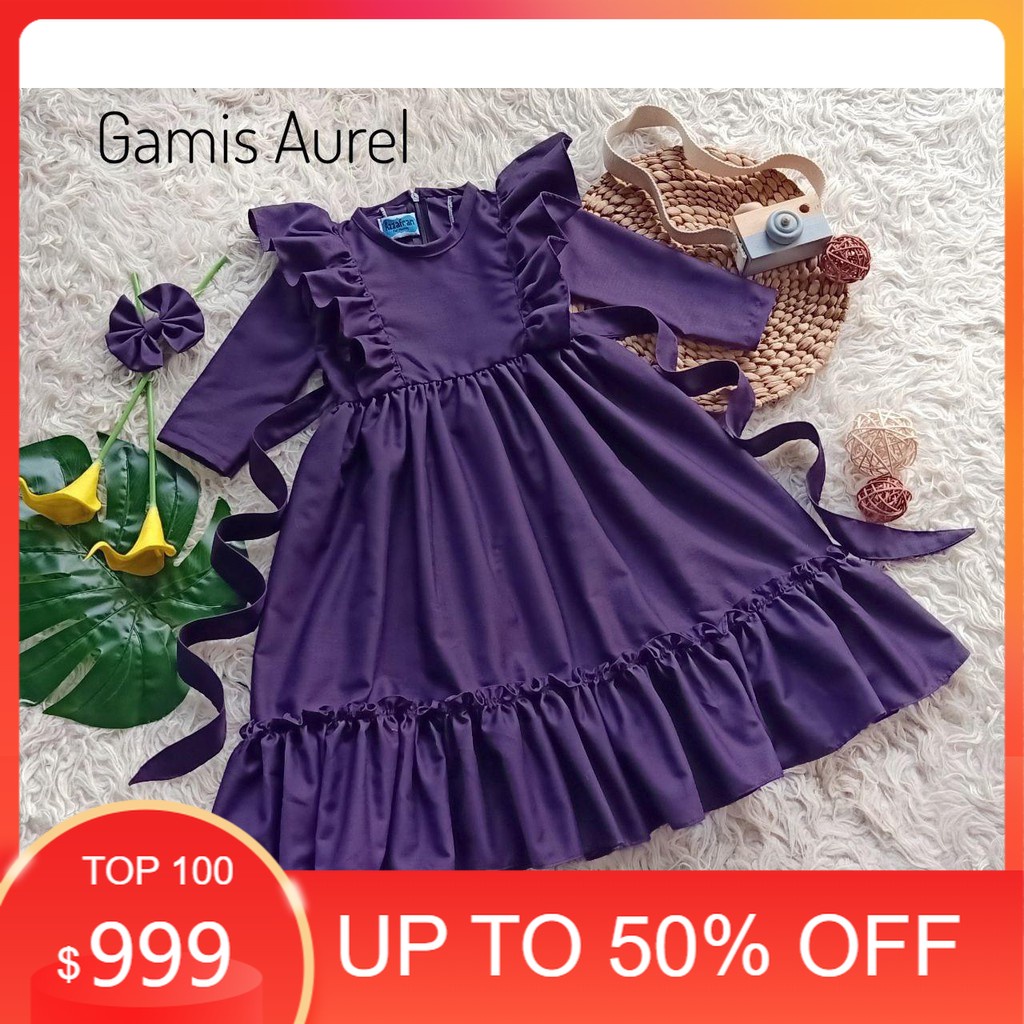 Baju Gamis Aurel |Azzafran for Mommy|Gamis Anak|Gamis Dewasa|Gamis Couple|Warna Ungu Tua