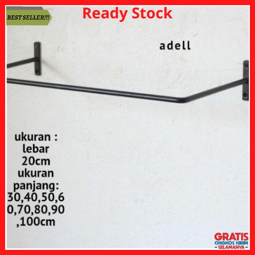 Gawang Baju Besi Dinding / Gawang Baju Dinding Panjang / Gantungan Besi Baju Tempel Dinding Ukuran 8