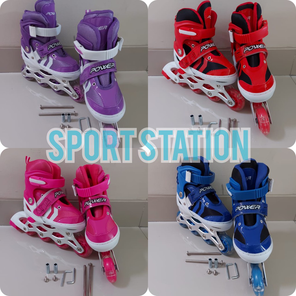 Sepatu Roda Anak Anak POWER Inline Skate Bajaj Free Baut dan Kunci L