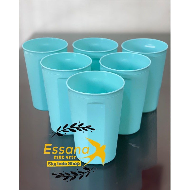 Gelas Minum Plastik _Piring Makan Bulat Plastik _Mangkok Makan Bulat Bakso Plastik_Sendok Makan Plastik_Terlaris Termurah Berkualitas ( 1pcs ) claris-Gelas tosca
