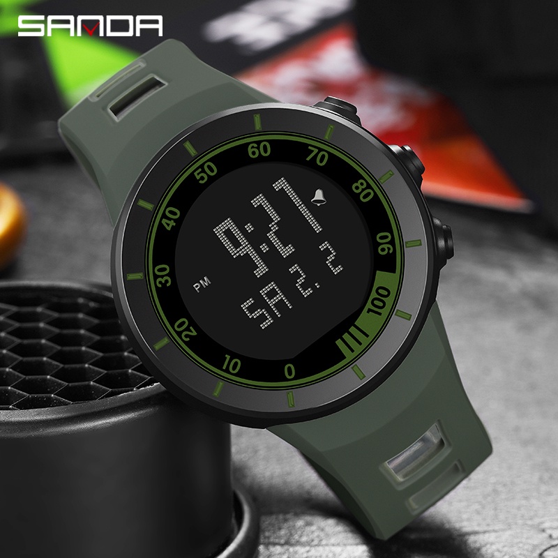 SANDA 9001 Jam Tangan Pria Digital EL Backlight Sport Watch Anti Air WATCHKITE WKOS