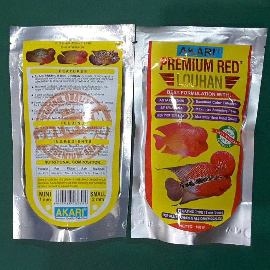 Akari Premium Red Louhan 100gr Pakan Makanan Pelet Ikan Hias Lohan