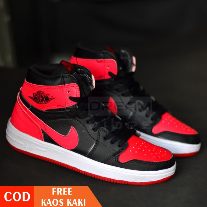 Xg210 Sepatu Nike Air Jordan 1 Merah Putih Hitam Sneakers Grade Original - Merahputihhitam, 40