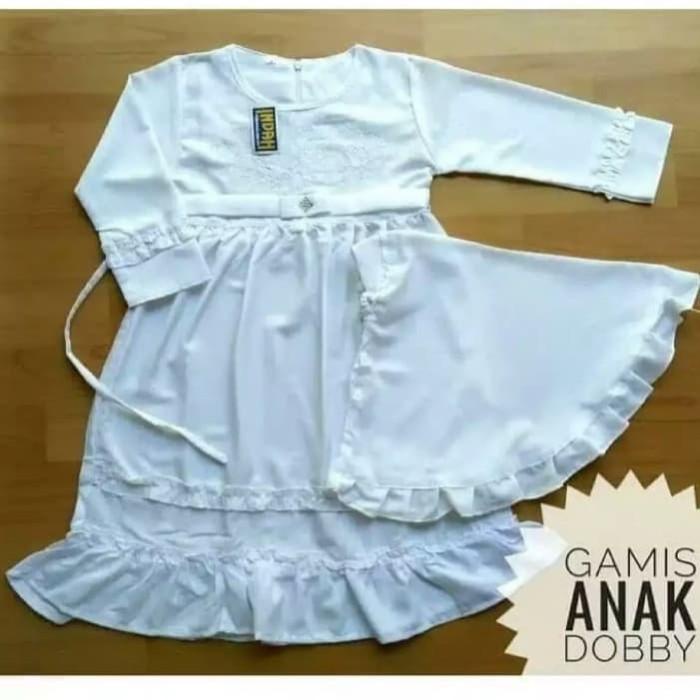gamis putih anak baju gamis warna putih anak perempuan usia 6-12 tahun