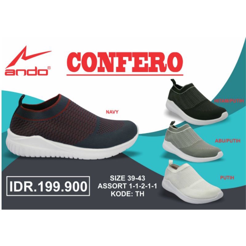 sepatu slip on pria Ando orginal 39-43