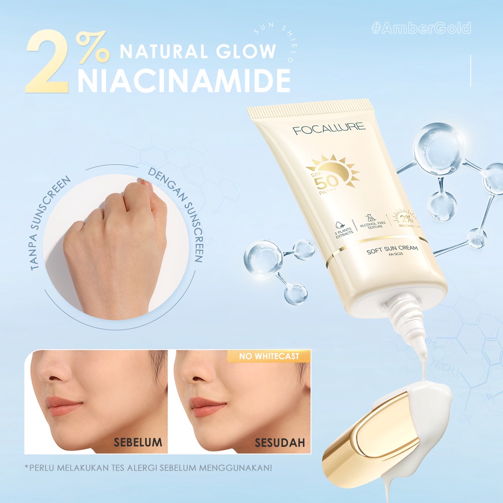 FOCALLURE SPF 50 PA+++ Sunscreen 30g Intensive Defense Sunscreen Gel Alcohol-free Tabir Surya FA-SC23