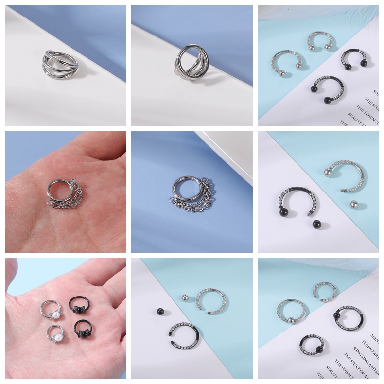 1 PC Cincin Tindik Hidung Bentuk Hati Bahan Stainless Steel Ukuran 8 / 10mm