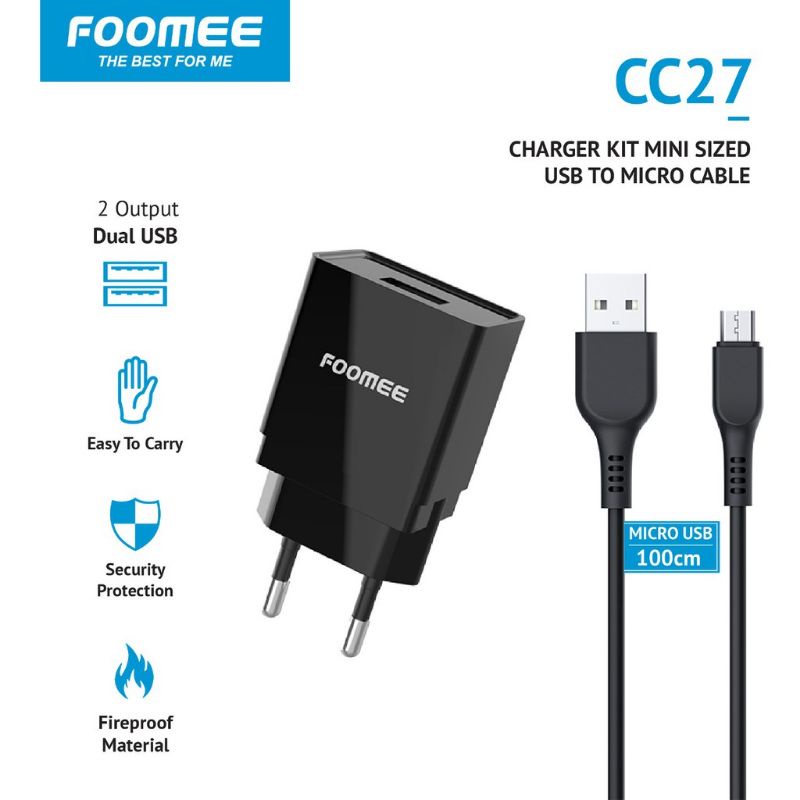 Foomee CC27s Travel Charger Set Micro USB 5V1.5A Black