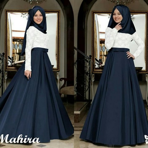 NEW New Mahira balotely embos mix saten gamis busana muslim maxidress - Maroon Pakaian Wanita