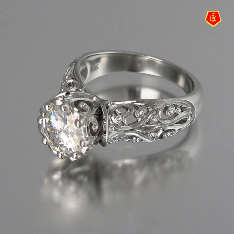 [Ready Stock]Diamond Ring 18K Gold Exquisite Fashion