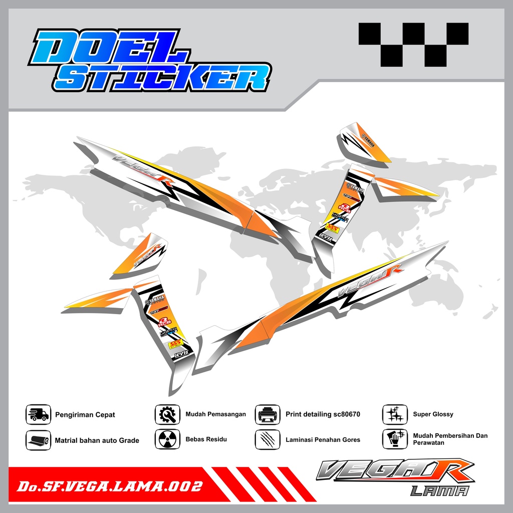 Sticker Striping Vega R Lama List Variasi Hologram , Crome Doel 002