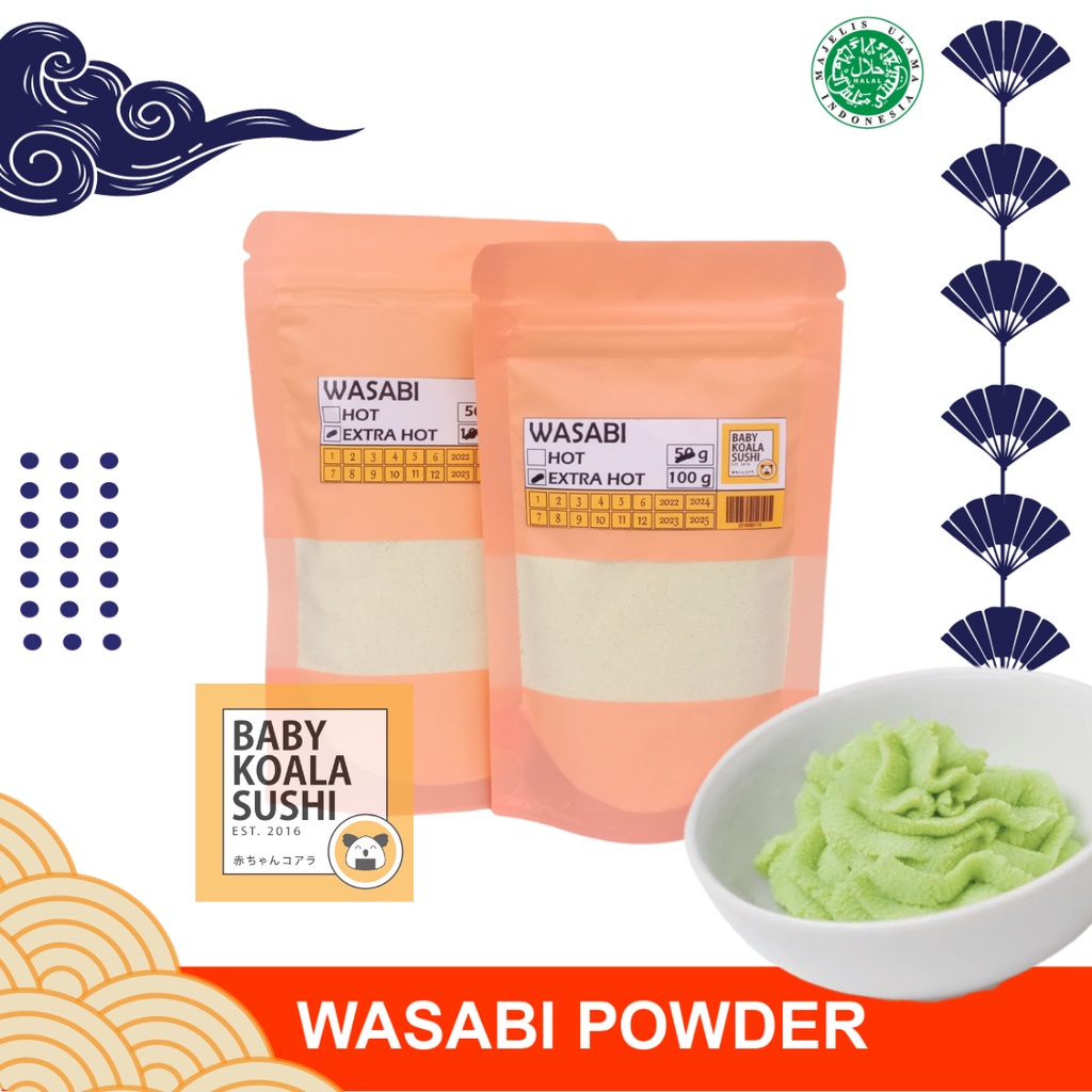 WASABI Powder EXTRA HOT 50g Halal │ Pasta Wasabi Bubuk Import untuk Sushi │ Horseradish