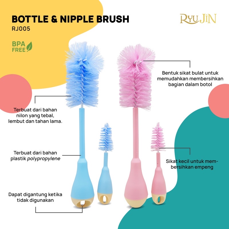 Ryujin Bottle Nipple Brush RJ-005 2in1 Sikat Botol Bayi