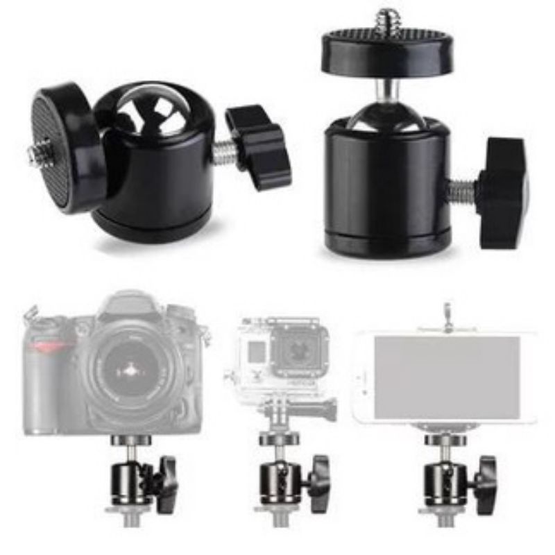 Mini Ball Head 1/4 Inc Screw Ballhead Tripod Camera Tripod DSLR 360 Swivel