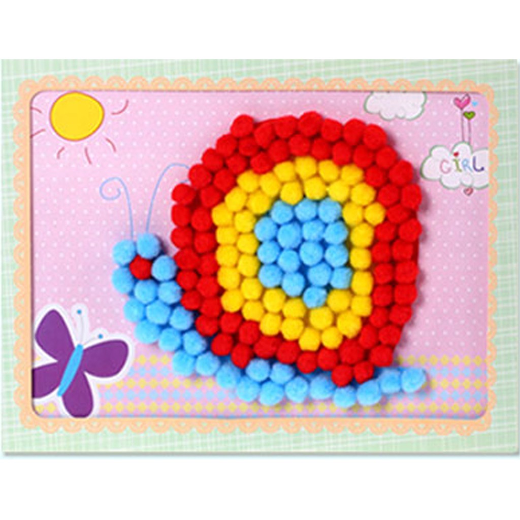 ED24 TEMPEL POM POM, DIY MAINAN EDUKASI ANAK STICKER PRAKARYA GOODIE BAG MONTESSORI IMAJIKIDO-Siput/snail