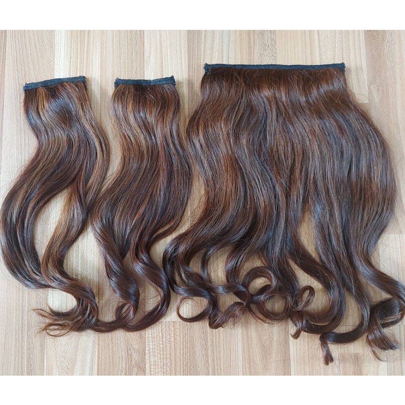 preloved hair clip human 3 layer rambut asli 55 cm