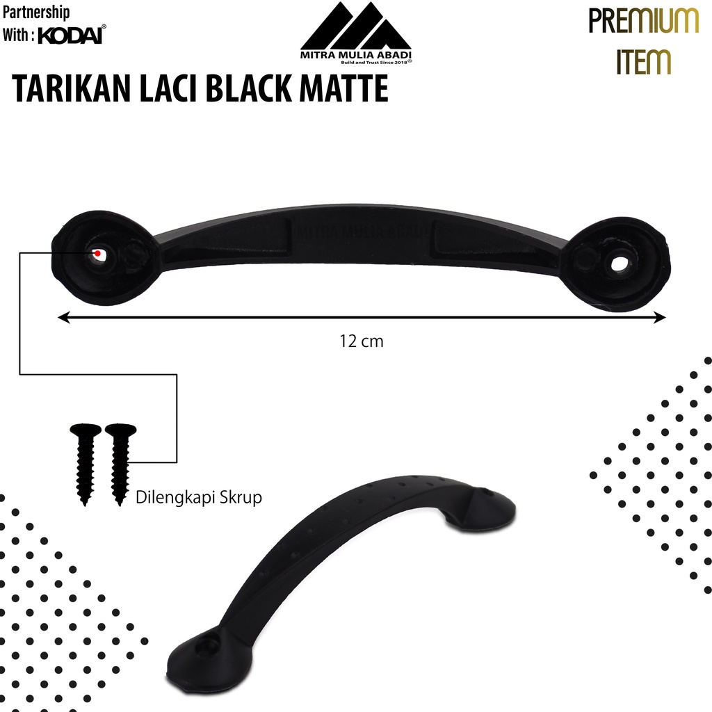 Tarikan Laci 5 Inch Black Matte | Drawer Pull | Merk TOP | T 093