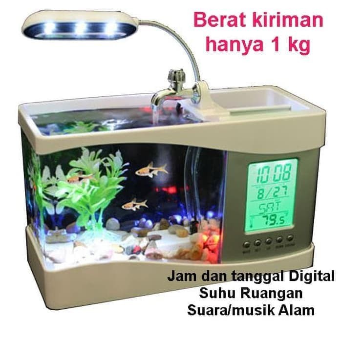 Mini Aquarium Nano USB Akuarium Dekstop Meja Guppy Mini Aquarium Nano USB Akuarium Dekstop Meja Guppy