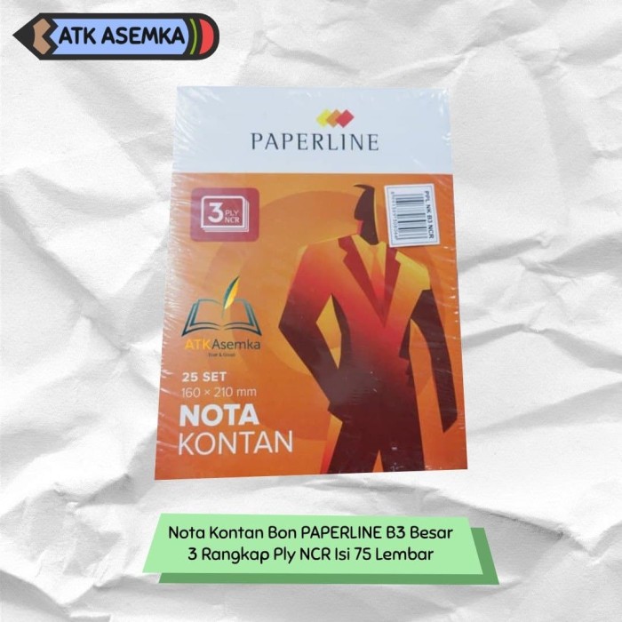 

Nota Kontan Bon PAPERLINE B3 Besar 3 Rangkap Ply NCR Isi 75 Lembar Atk