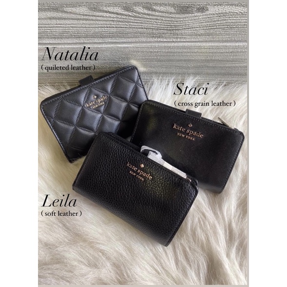 dompet wanita kate spade compact bifold wallet leather black