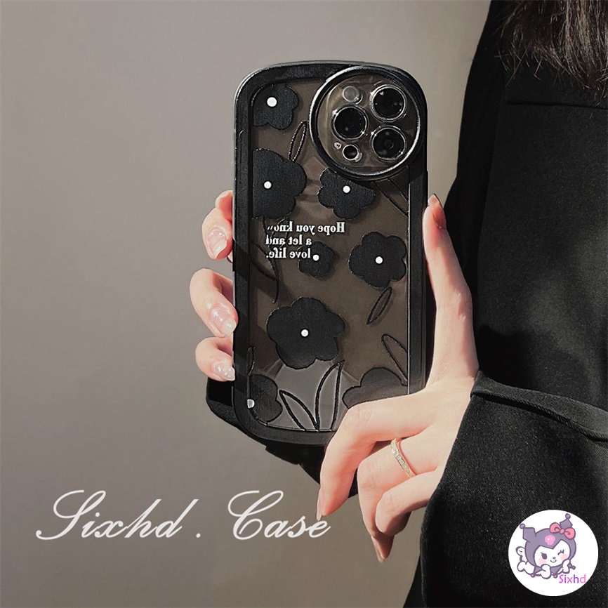 Redmi Note 12 11 11s 10 9 8Pro Redmi 12C 10C 10A 10 9T 9C 9A 9 A1 A1+ Xiaomi 11 Lite 12T 11TPro Mi Poco M3 X3Pro NFC Ins Fashion Black Flowers Thickened Round Lens Protection Phone Case Soft Cover