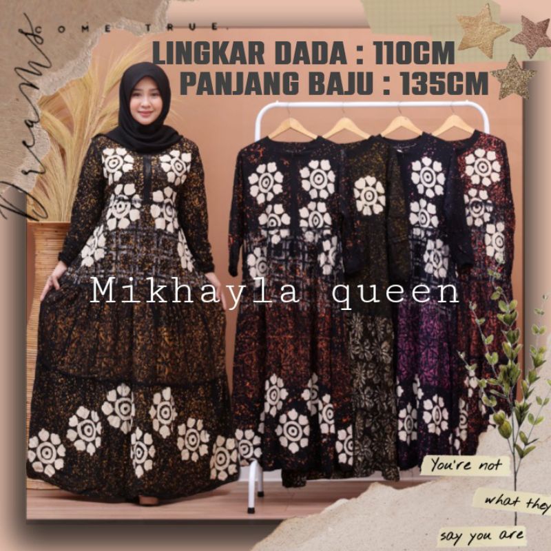 Daster Londress Cap Busui Panjang Tangan Panjang Rumple Semata Kaki Resleting Depan Daster Batik Baj